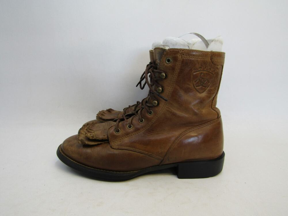 Ariat Womens Size 6 B Brown Leather Laces Kilt Ankle Cowboy Western Boots